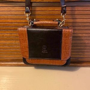 Vintage Belle Rose Leather Small Briefcase Purse